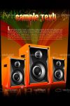 Set of Modern Sound Speakers in Colorful Abstract Background